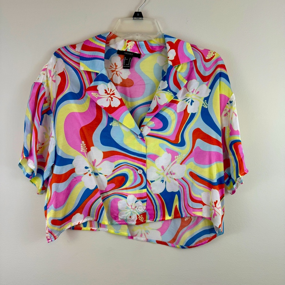 Tropical floral print dropped shirt